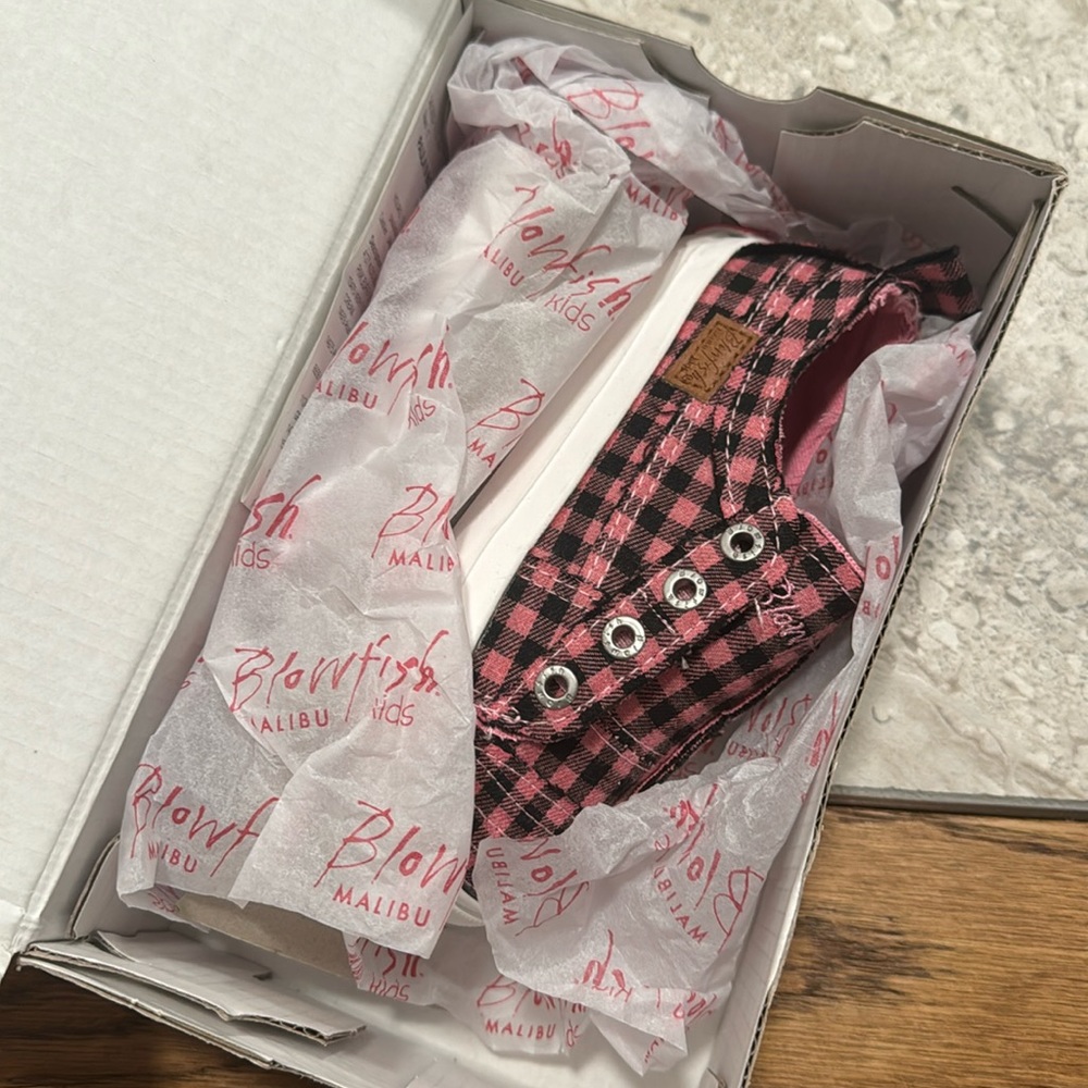 Pink Mini Buffalo Check Size 8 Toddler Blowfish Shoes